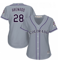 Womens Majestic Colorado Rockies 28 Nolan Arenado Replica Grey Road Cool Base MLB Jersey