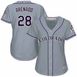 Womens Majestic Colorado Rockies 28 Nolan Arenado Replica Grey Road Cool Base MLB Jersey