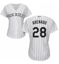 Womens Majestic Colorado Rockies 28 Nolan Arenado Replica White Home Cool Base MLB Jersey