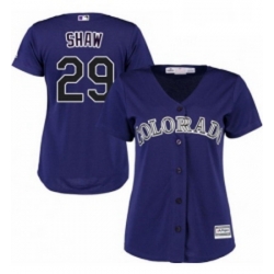 Womens Majestic Colorado Rockies 29 Bryan Shaw Authentic Purple Alternate 1 Cool Base MLB Jersey 