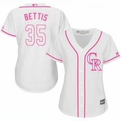 Womens Majestic Colorado Rockies 35 Chad Bettis Authentic White Fashion Cool Base MLB Jersey