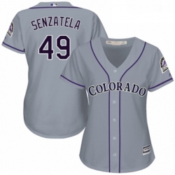 Womens Majestic Colorado Rockies 49 Antonio Senzatela Authentic Grey Road Cool Base MLB Jersey 