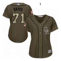 Womens Majestic Colorado Rockies 71 Wade Davis Authentic Green Salute to Service MLB Jersey 