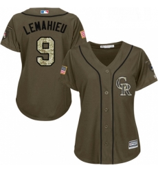 Womens Majestic Colorado Rockies 9 DJ LeMahieu Replica Green Salute to Service MLB Jersey