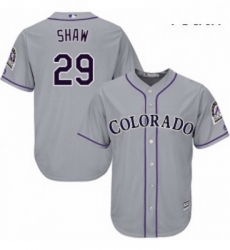 Youth Majestic Colorado Rockies 29 Bryan Shaw Replica Grey Road Cool Base MLB Jersey 