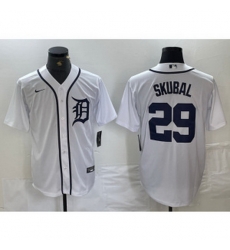 MLB Detroit Tigers 29 Skubal White Nike Cool Base Men Jersey