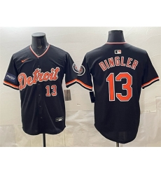 Men Detroit Tigers  13 Dillon Dingler Black 2026 Meijer Patch Alternate Vapor Premier Limited Stitched Baseball Jersey