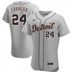 Men Detroit Tigers 24 Miguel Cabrera Men Nike Gray Road 2020 Flex Base Player MLB Jersey