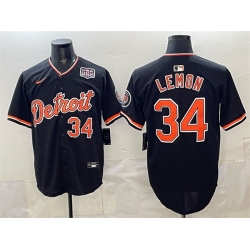 Men Detroit Tigers  34 Chet Lemon Black 2026 Alternate USA 250  Patch Vapor Premier Limited Stitched Baseball Jersey