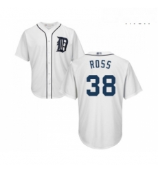 Mens Detroit Tigers 38 Tyson Ross Replica White Home Cool Base Baseball Jersey 