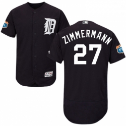 Mens Majestic Detroit Tigers 27 Jordan Zimmermann Navy Blue Alternate Flex Base Collection 2018 World Series Jersey