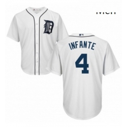 Mens Majestic Detroit Tigers 4 Omar Infante Replica White Home Cool Base MLB Jersey