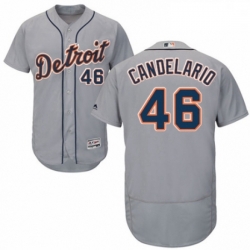 Mens Majestic Detroit Tigers 46 Jeimer Candelario Grey Road Flex Base Authentic Collection MLB Jersey