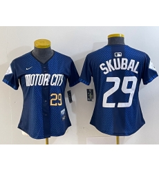 Women Detroit Tigers 29 Tarik Skubal 2024 Navy City Connect Cool Base Limited Stitched Baseball Jersey 1