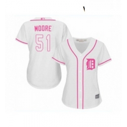 Womens Detroit Tigers 51 Matt Moore Replica White Fashion Cool Base Baseball Jersey 