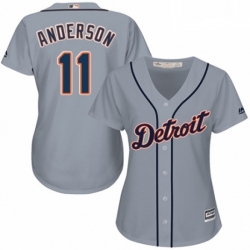 Womens Majestic Detroit Tigers 11 Sparky Anderson Replica Grey Road Cool Base MLB Jersey 