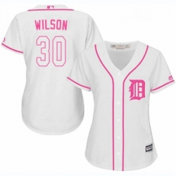 Womens Majestic Detroit Tigers 30 Alex Wilson Replica White Fashion Cool Base MLB Jersey 