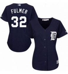 Womens Majestic Detroit Tigers 32 Michael Fulmer Replica Navy Blue Alternate Cool Base MLB Jersey 