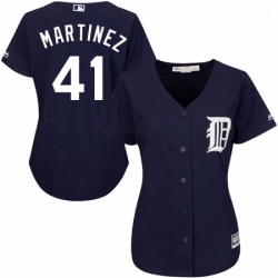 Womens Majestic Detroit Tigers 41 Victor Martinez Authentic Navy Blue Alternate Cool Base MLB Jersey