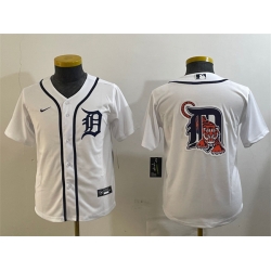 Youth Detroit Tigers Team Big Logo White Cool Base Stitched Baseball Jersey