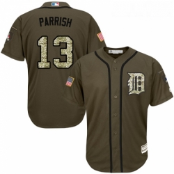 Youth Majestic Detroit Tigers 13 Lance Parrish Replica Green Salute to Service MLB Jersey