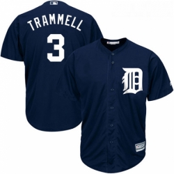 Youth Majestic Detroit Tigers 3 Alan Trammell Replica Navy Blue Alternate Cool Base MLB Jersey