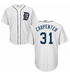 Youth Majestic Detroit Tigers 31 Ryan Carpenter Authentic White Home Cool Base MLB Jersey 