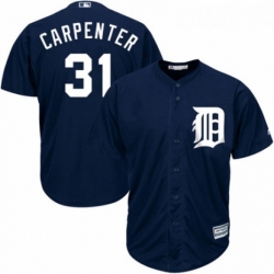 Youth Majestic Detroit Tigers 31 Ryan Carpenter Replica Navy Blue Alternate Cool Base MLB Jersey 