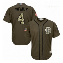 Youth Majestic Detroit Tigers 4 Omar Infante Authentic Green Salute to Service MLB Jersey