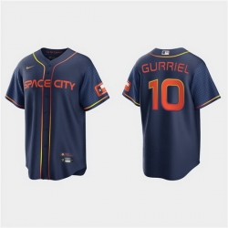 Men Houston Astros 10 Yuli Gurriel 2022 Navy City Connect Cool Base Stitched jersey