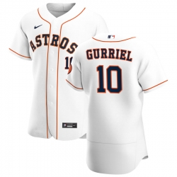 Men Houston Astros 10 Yuli Gurriel Men Nike White Home 2020 Flex Base Player MLB Jersey