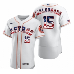 Men Houston Astros 15 Carlos Beltran Men Nike White Fluttering USA Flag Limited Edition Flex Base MLB Jersey