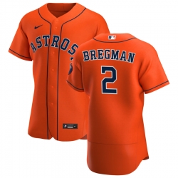 Men Houston Astros 2 Alex Bregman Men Nike Orange Alternate 2020 Flex Base Team MLB Jersey