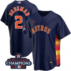 Men Houston Astros 2 Alex Bregman Navy 2022 World Series Champions Stitched Baseball Jersey