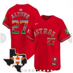 Men Houston Astros 27 Jose Altuve Red Mexico Texas Cool Base Stitched Baseball Jersey