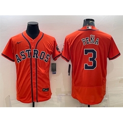 Men Houston Astros 3 Jeremy Pena Orange Flex Base Stitched Baseball Jersey