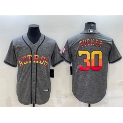 Men Houston Astros 30 Kyle Tucker Grey Cool Base Stitched Baseball Jersey