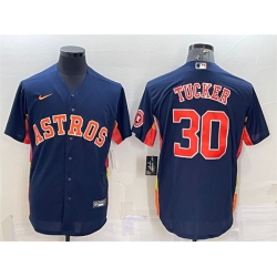 Men Houston Astros 30 Kyle Tucker Navy With Patch Cool Base Stitched Jersey