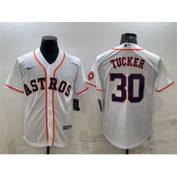 Men Houston Astros 30 Kyle Tucker White With Patch Cool Base Stitched Jersey