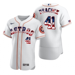 Men Houston Astros 41 Brad Peacock Men Nike White Fluttering USA Flag Limited Edition Flex Base MLB Jersey