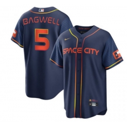 Men Houston Astros 5 Jeff Bagwell 2022 Navy City Connect Cool Base Stitched jersey