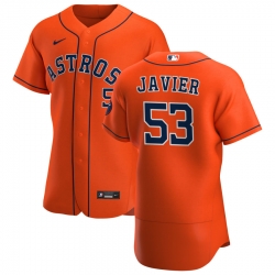 Men Houston Astros 53 Cristian Javier Men Nike Orange Alternate 2020 Flex Base Team MLB Jersey