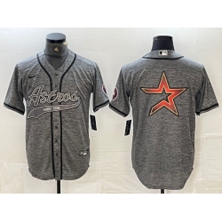 Men Houston Astros Grey Team Big Logo With Patch Cool Base Stitched Baseball Jerseys 1