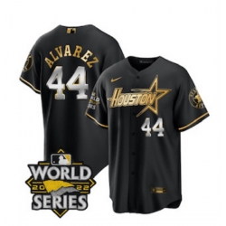 Men's Houston Astros #44 Yordan Alvarez Black Gold 2022 World Series Stitched Baseball Jersey