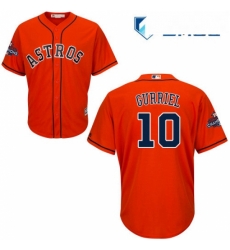 Mens Majestic Houston Astros 10 Yuli Gurriel Replica Orange Alternate 2017 World Series Champions Cool Base MLB Jersey 