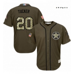 Mens Majestic Houston Astros 20 Preston Tucker Replica Green Salute to Service MLB Jersey