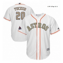 Mens Majestic Houston Astros 20 Preston Tucker Replica White 2018 Gold Program Cool Base MLB Jersey