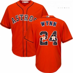 Mens Majestic Houston Astros 24 Jimmy Wynn Authentic Orange Team Logo Fashion Cool Base MLB Jersey 