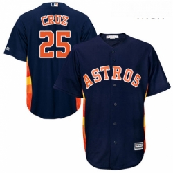 Mens Majestic Houston Astros 25 Jose Cruz Jr Replica Navy Blue Alternate Cool Base MLB Jersey