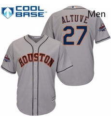 Mens Majestic Houston Astros 27 Jose Altuve Replica Grey Road 2017 World Series Champions Cool Base MLB Jersey